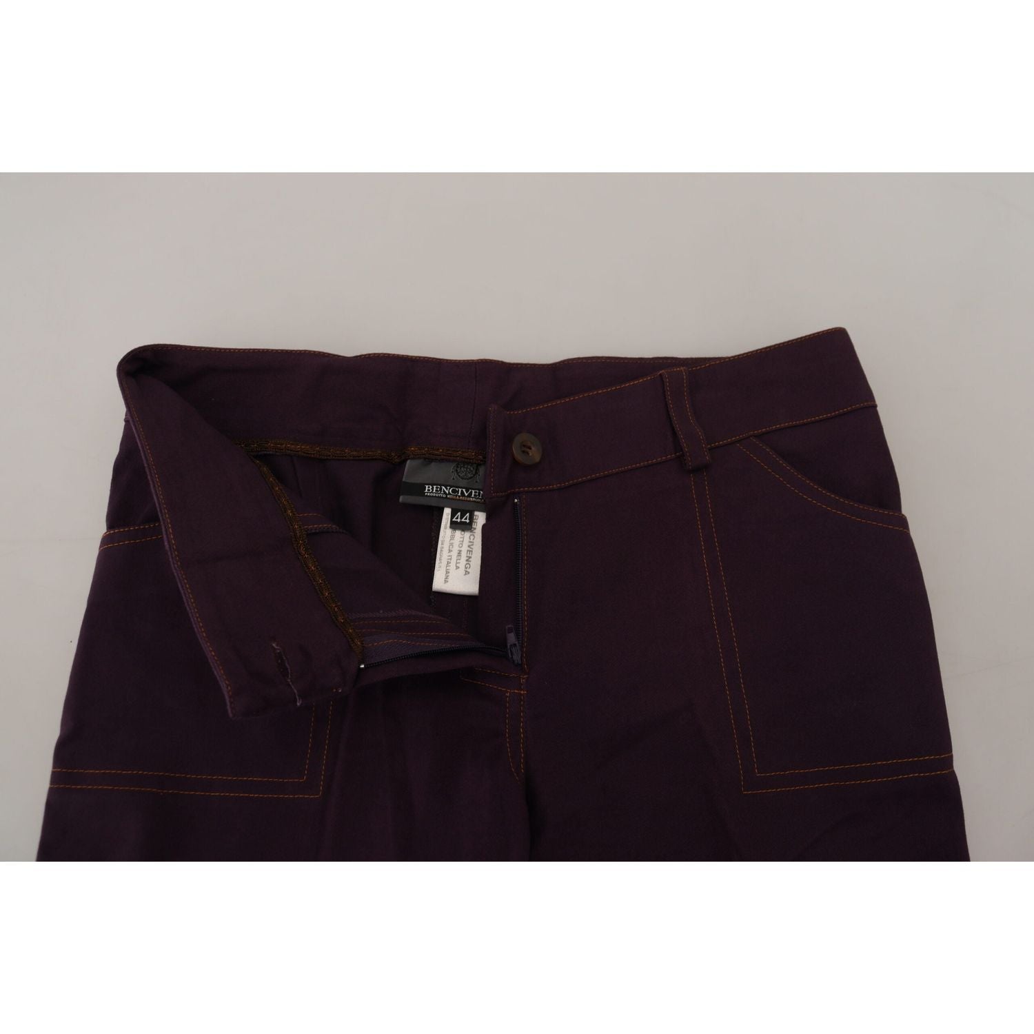 BENCIVENGA Purple Cotton Mid Waist Women Tapered Pants