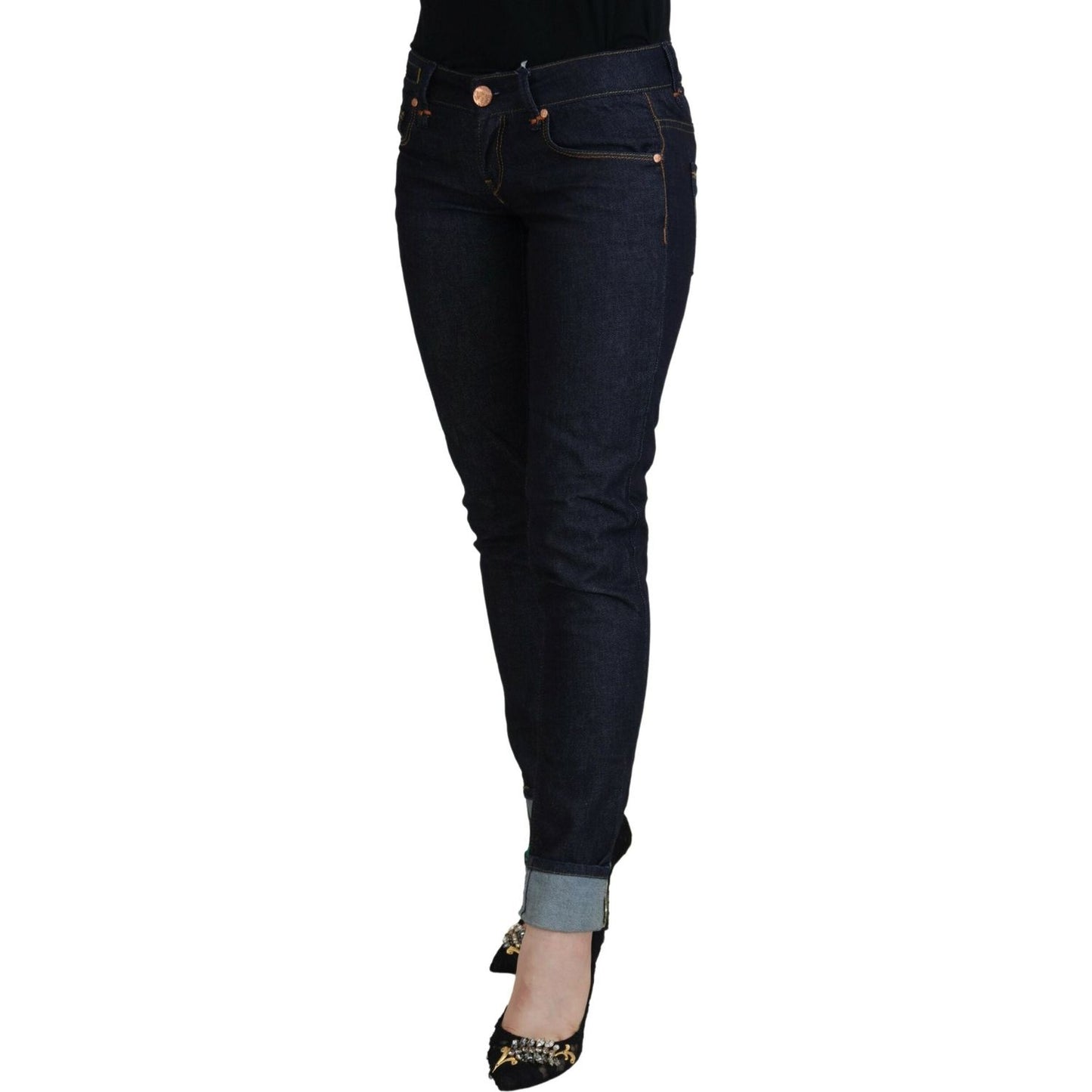 Acht Blue Cotton Low Waist Slim Fit Women Casual Jeans