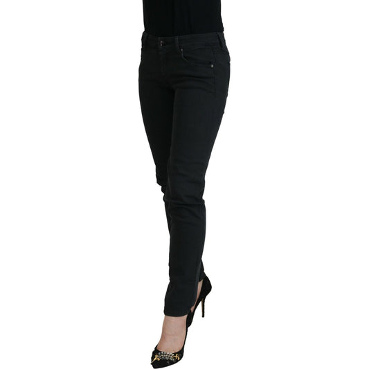 Ermanno Scervino Chic Low Waist Black Skinny Jeans Ermanno Scervino Black