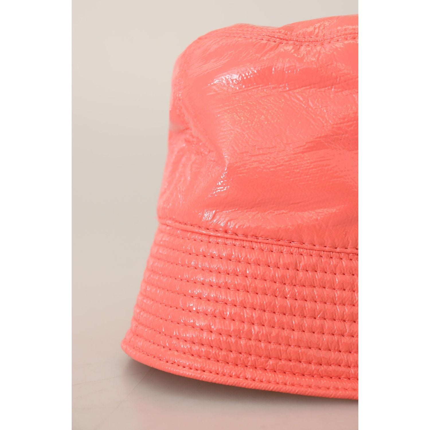 Dolce & Gabbana Peach Quilted Faux Leather Women Bucket Cap Hat