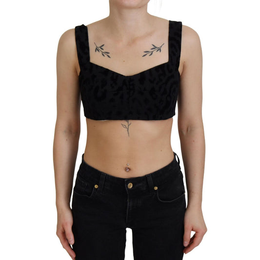 Dolce & Gabbana Elegant Black Cotton Blend Bustier Corset Top Dolce & Gabbana Rosy Brown