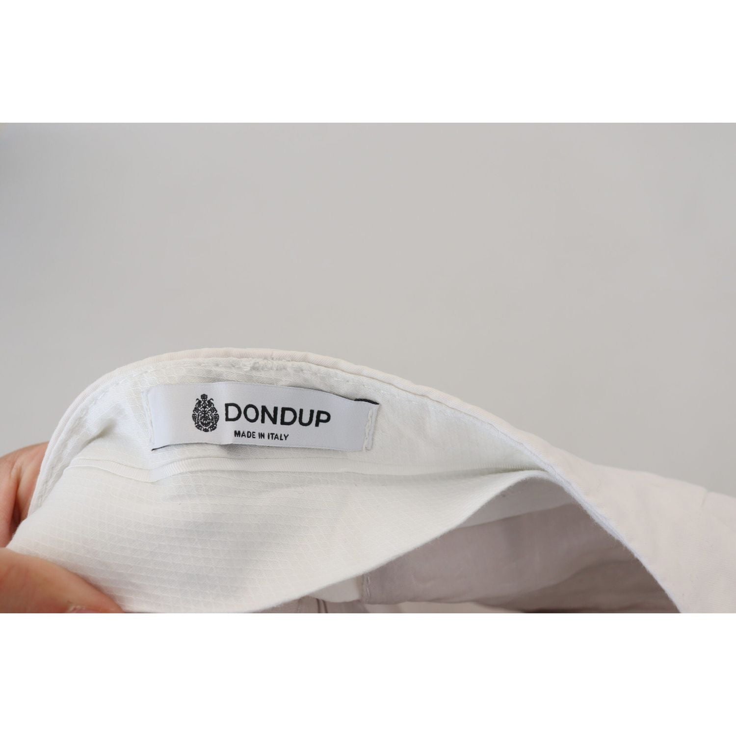 بنطال Dondup الأنيق ذو الخصر العالي باللون الأبيض