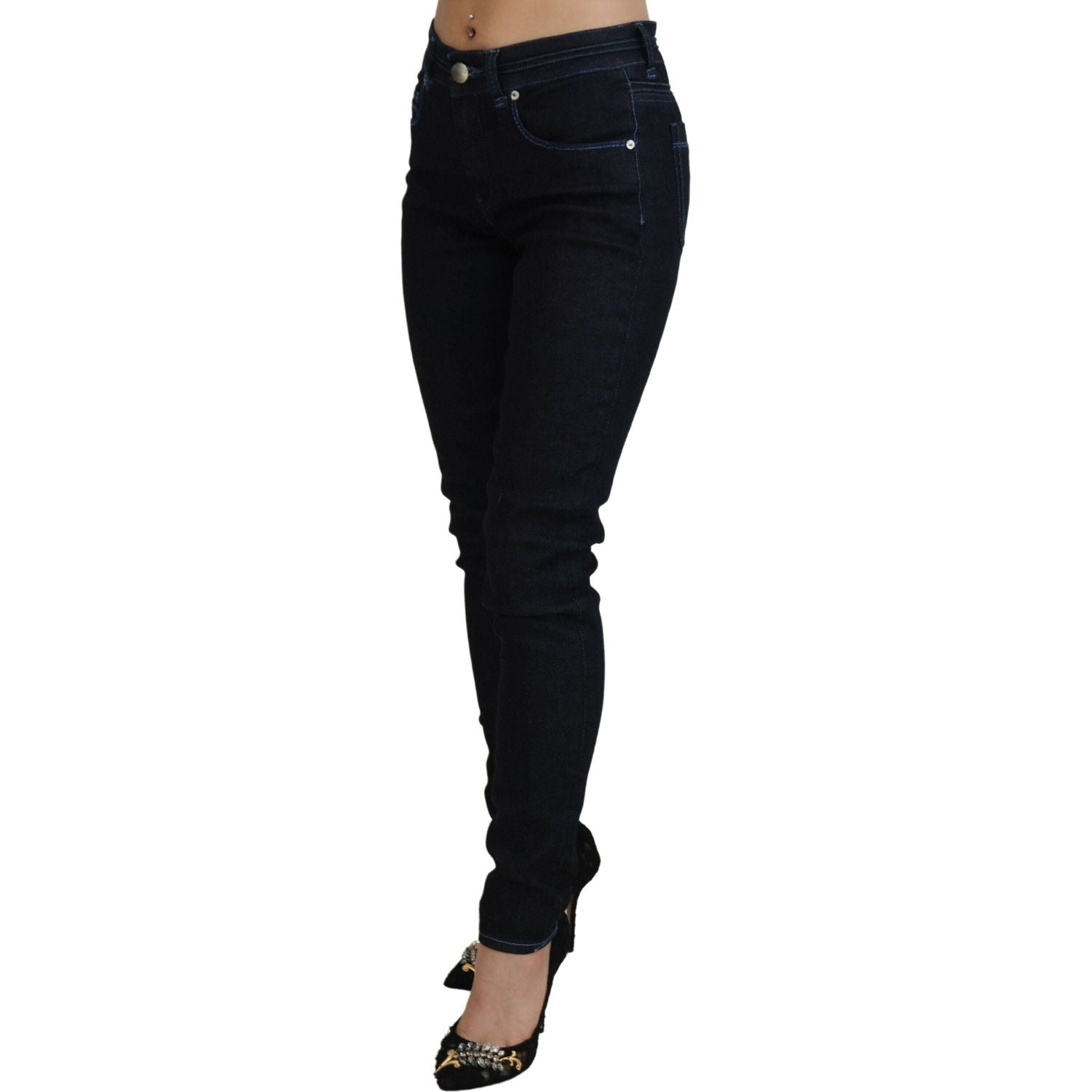 Acht Dark Blue Low Waist Slim Fit Women Denim Jeans