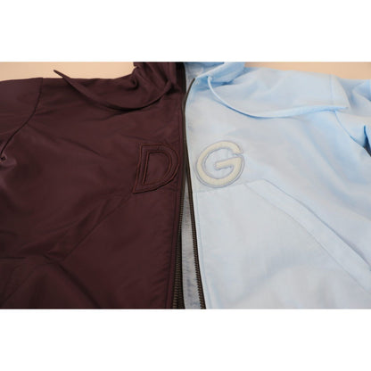 Dolce & Gabbana Black Blue DG Hooded Full Zip Men Jacket