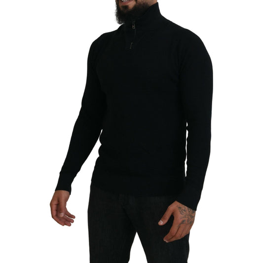 Dolce & Gabbana Elegant Silk Blend Black Pullover Sweater Dolce & Gabbana Black