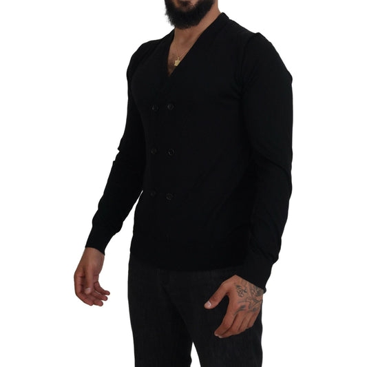 Dolce & Gabbana Elegant Black Cashmere Cardigan Sweater Dolce & Gabbana Black
