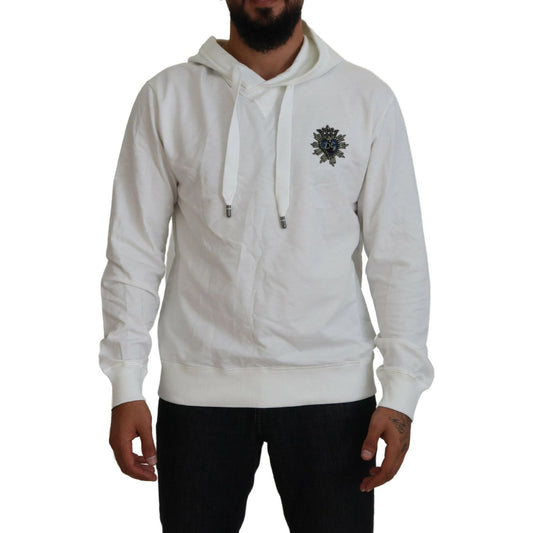 Dolce & Gabbana Elegant White Logo Hooded Sweatshirt Dolce & Gabbana Dark Gray
