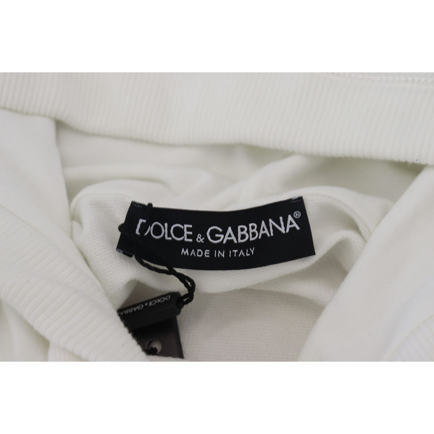 Dolce & Gabbana White Cotton Hooded Sweatshirt Logo Sweater