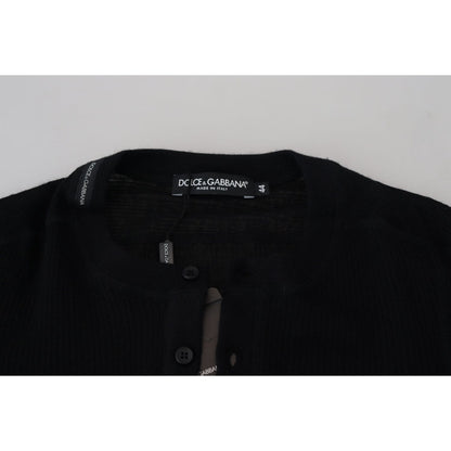 Dolce & Gabbana Black Cashmere Button Pullover Sweater