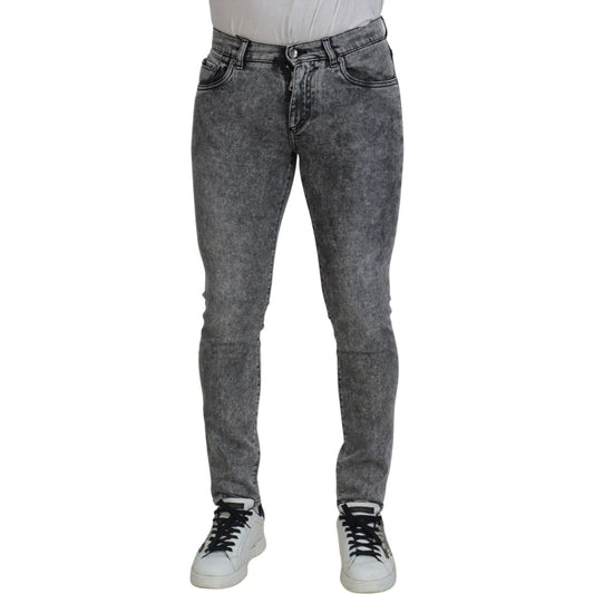 Dolce & Gabbana Grey Washed Cotton Slim Fit Men Denim Jeans