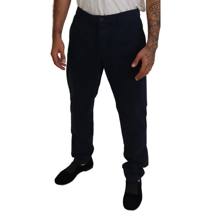 Dolce & Gabbana Blue Cotton Dress Formal Men Pants