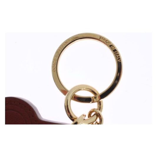 Dolce & Gabbana Elegant Brown Leather Keychain with Gold Detailing Dolce & Gabbana Dark Olive Green
