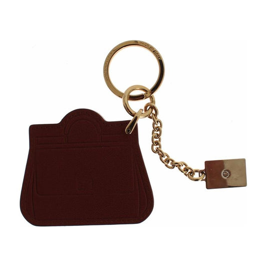 Dolce & Gabbana Elegant Brown Leather Keychain with Gold Detailing Dolce & Gabbana Black