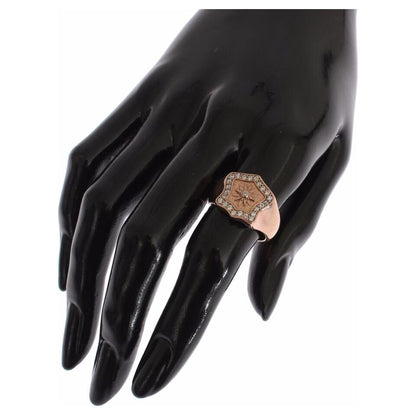Nialaya Pink Gold 925 Silver Authentic Clear Ring Ring