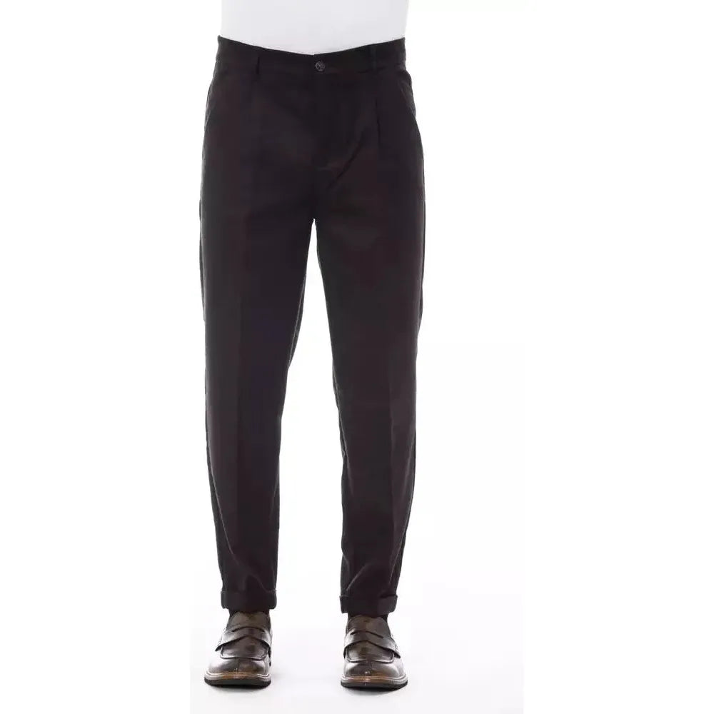 Alpha Studio Brown Wool Men Pant AL-23400-IT48 | M