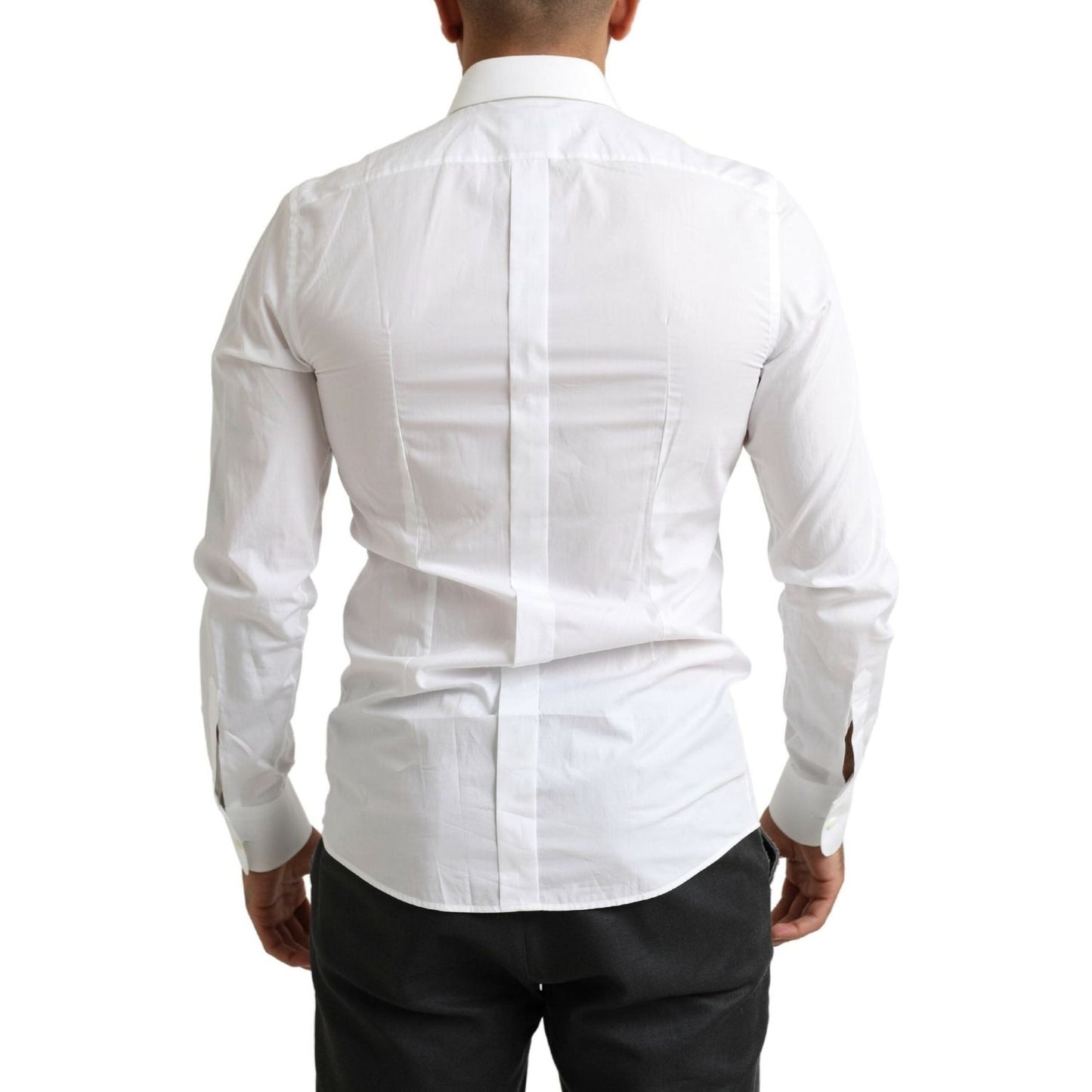 Dolce & Gabbana White Tuxedo Slim Fit Baroque Shirt