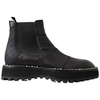 Dolce & Gabbana Black Leather Slip on Stretch Boots