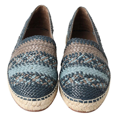 Dolce & Gabbana Blue Gray Leather Buffalo Espadrille Shoes