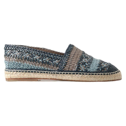 Dolce & Gabbana Blue Gray Leather Buffalo Espadrille Shoes