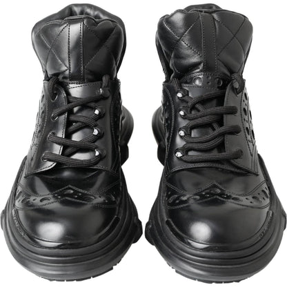 Dolce & Gabbana Black Leather Ankle Casual Boots