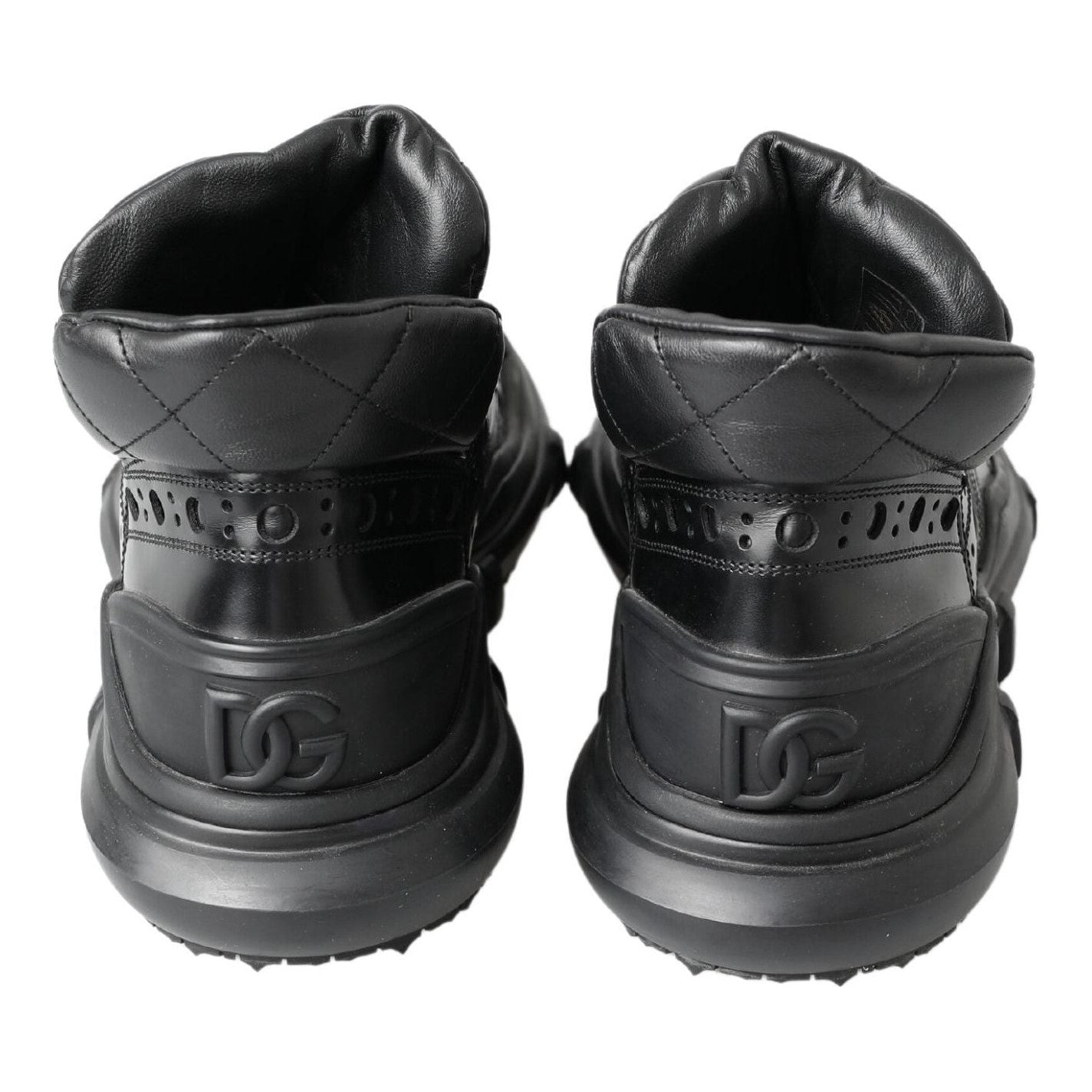 حذاء الكاحل الجلدي الأسود الأنيق من دولتشي آند غابانا