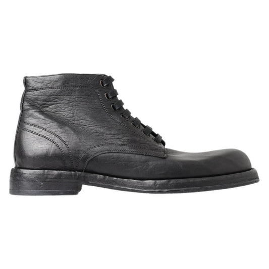 Dolce & Gabbana Black Horse Leather Perugino Boots