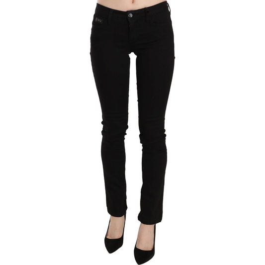 Costume National Elegant Black Mid Waist Slim Fit Jeans Costume National Black