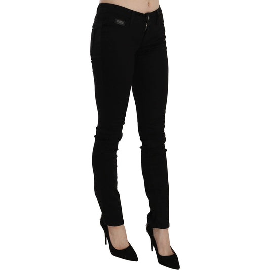 Costume National Elegant Black Mid Waist Slim Fit Jeans Costume National Black