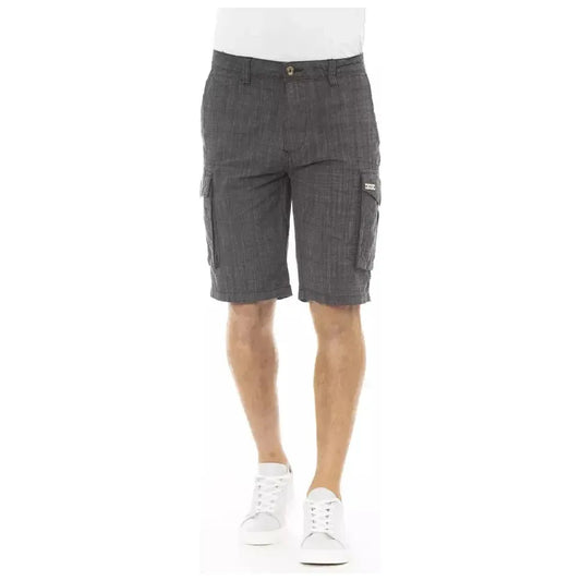 Baldinini Trend Black Cotton Men Cargo Short Baldinini Trend Dim Gray