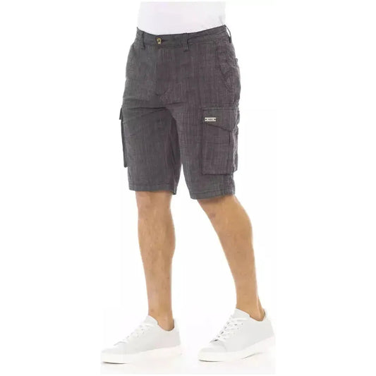 Baldinini Trend Black Cotton Men Cargo Short Baldinini Trend Dim Gray