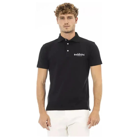 Baldinini Trend Black Cotton Men Polo Baldinini Trend Dark Slate Gray