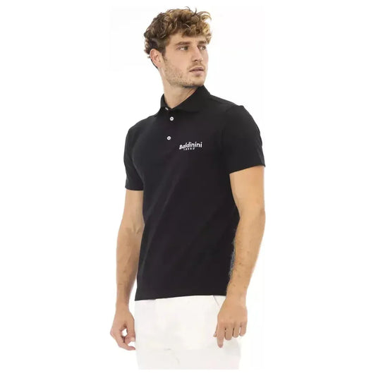Baldinini Trend Black Cotton Men Polo Baldinini Trend Dark Slate Gray