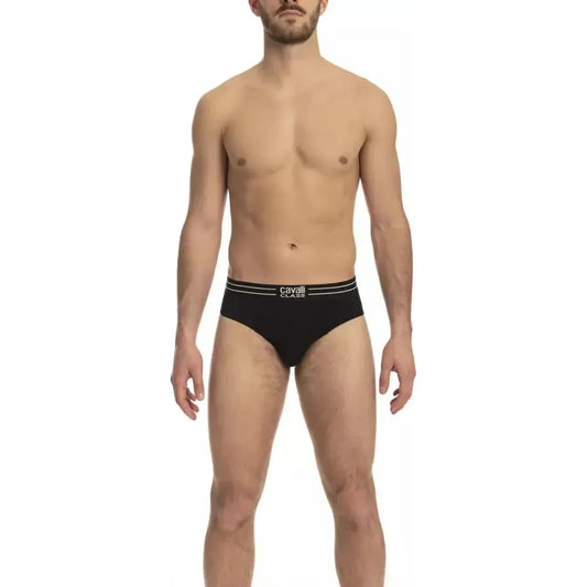Cavalli Class Black Cotton Men Underwear Pack Cavalli Class Rosy Brown