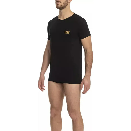 Cavalli Class Black Cotton Men T-Shirt Cavalli Class Black