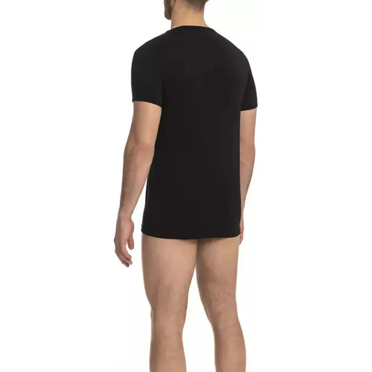 Cavalli Class Black Cotton Men T-Shirt Cavalli Class Dark Slate Gray