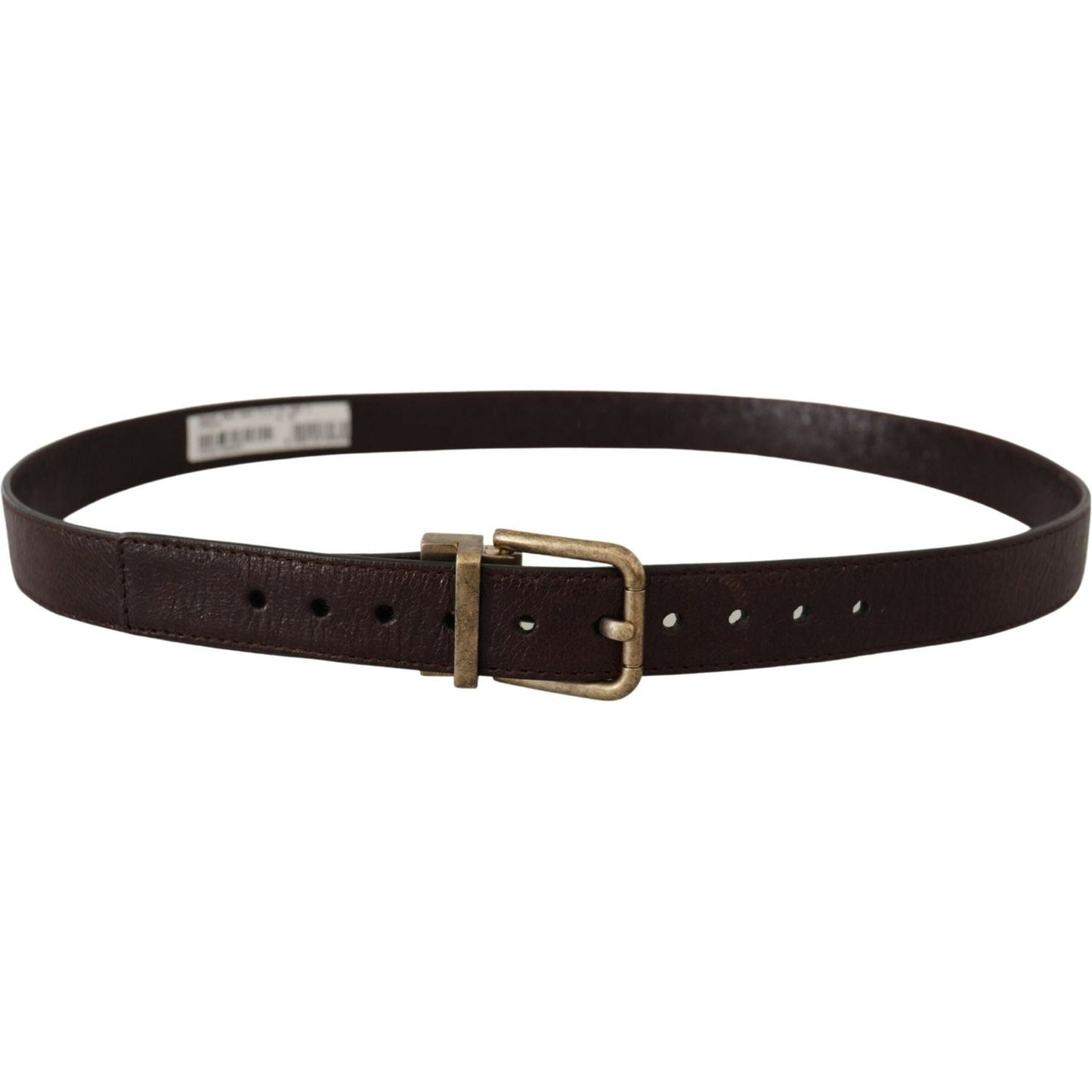 Dolce & Gabbana Brown Calf Leather Vintage Logo Metal Buckle Belt