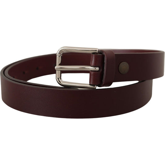 Dolce & Gabbana Maroon Luxe Leather Belt with Metal Buckle Dolce & Gabbana Black