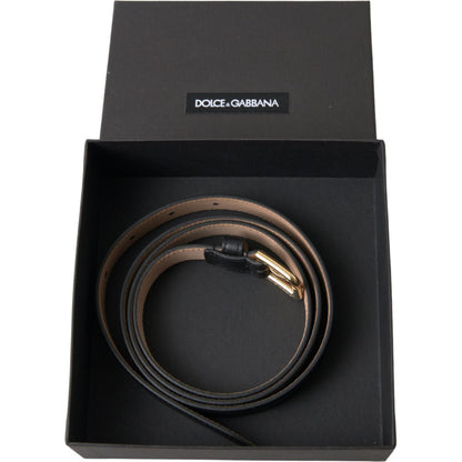 Dolce & Gabbana Black Leather Gold Tone Metal Buckle Belt