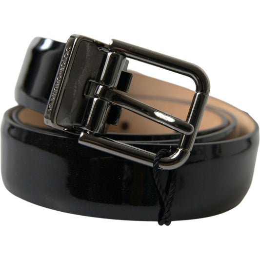Dolce & Gabbana Elegant Black Leather Belt with Metal Buckle Dolce & Gabbana Dark Slate Gray