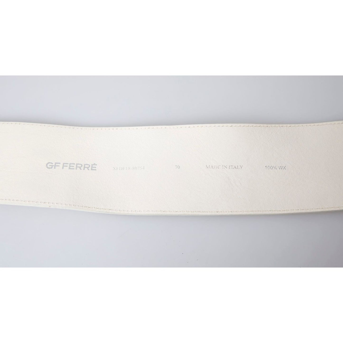 GF Ferre Off White Waxed Cotton Wide Fashion Waistband Belt