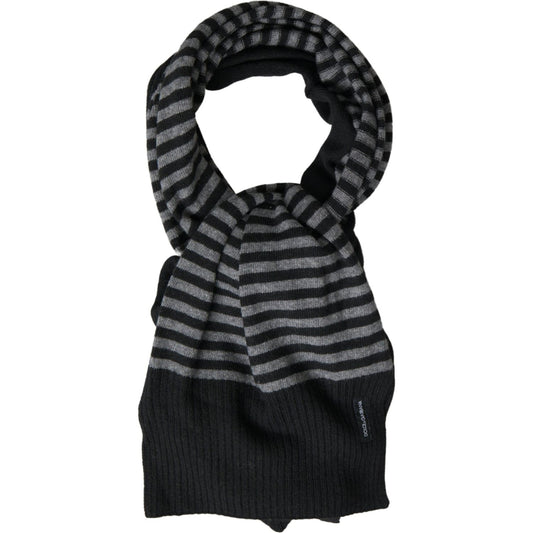 Dolce & Gabbana Elegant Striped Wool Blend Men's Scarf Dolce & Gabbana Black