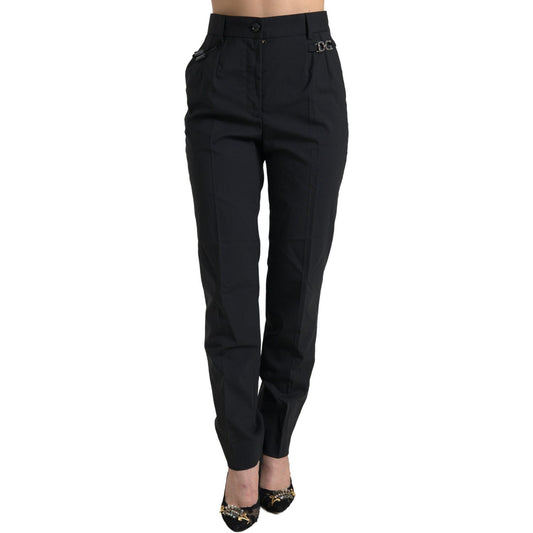 Dolce & Gabbana Elegant High-Waist Tapered Wool Pants Dolce & Gabbana Black
