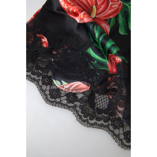 Dolce & Gabbana Anthurium Print Silk Camisole Top Dolce & Gabbana Gray