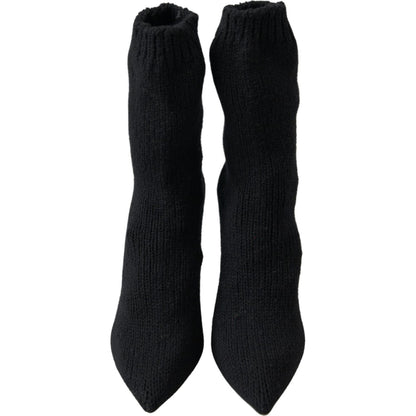 Dolce & Gabbana Black Stiletto Heel Mid Calf Women Boot Shoes