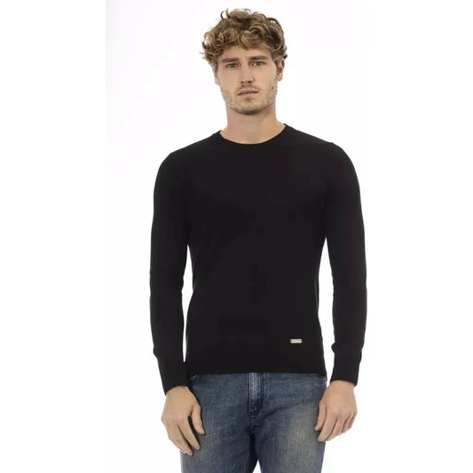 Baldinini Trend Black Wool Men Sweater Baldinini Trend Light Gray