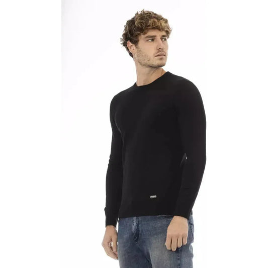 Baldinini Trend Black Wool Men Sweater Baldinini Trend Light Gray