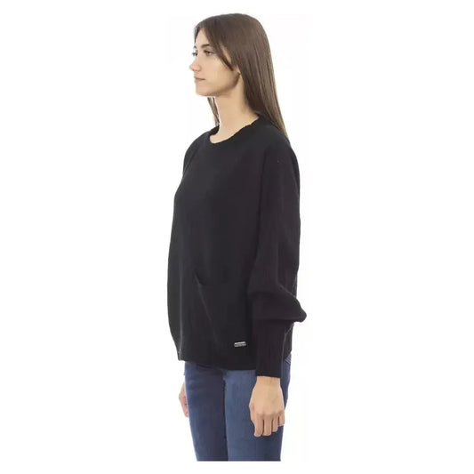 Baldinini Trend Black Wool Women Sweater Baldinini Trend Dark Slate Gray