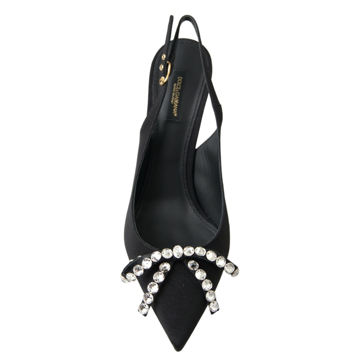 Dolce & Gabbana Black Crystal Embellished Slingback Heel Shoes