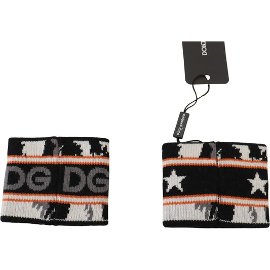 Dolce & Gabbana Elegant Wool-Cashmere DG Queen Wrist Wrap Dolce & Gabbana Dark Slate Gray
