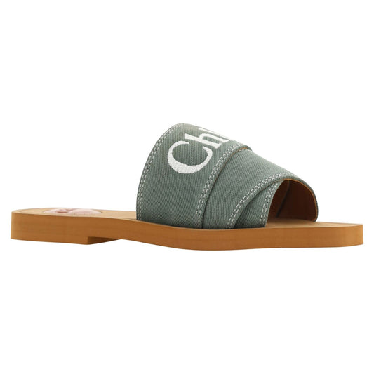 Chloé Elegant Forest Green Cotton Slides Chloé Dim Gray
